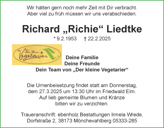 Traueranzeige von Richard Liedtke 