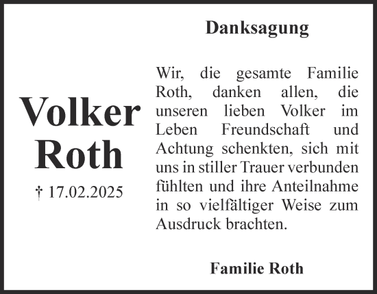 Traueranzeige von Volker Roth von Salzgitter-Zeitung