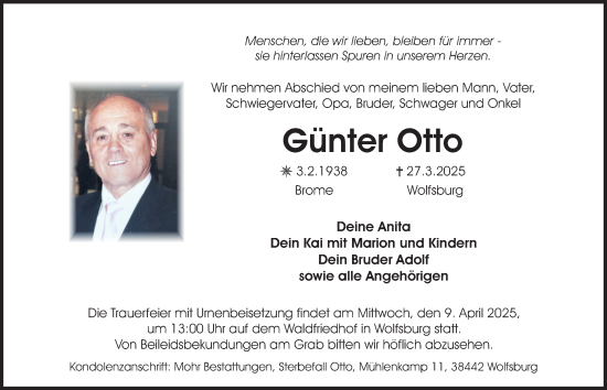 Traueranzeige von Günter Otto 