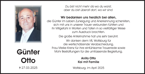 Traueranzeige von Günter Otto 