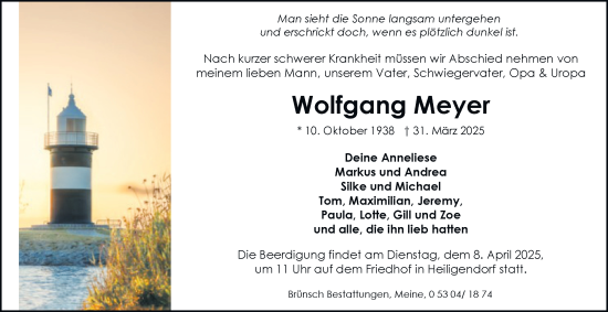 Traueranzeige von Wolfgang Meyer 