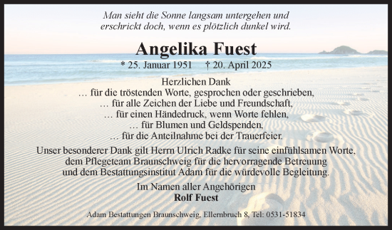 Traueranzeige von Angelika Fuest 