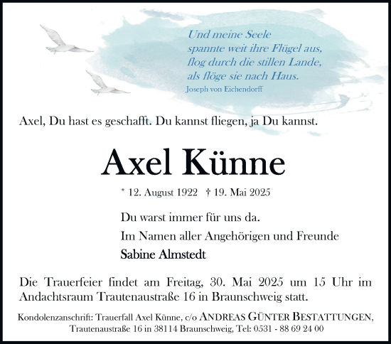 Traueranzeige von Axel Künne 