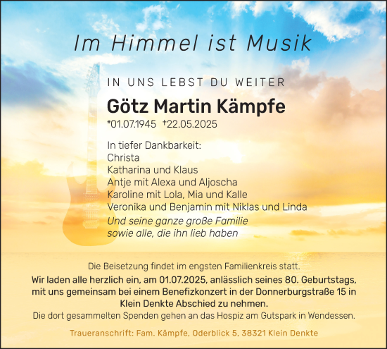 Traueranzeige von Götz Martin Kämpfe 