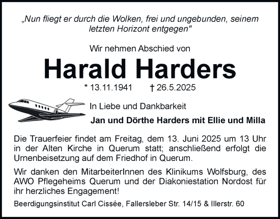 Traueranzeige von Harald Harders 