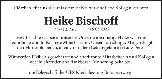 Traueranzeige von Heike Bischoff 