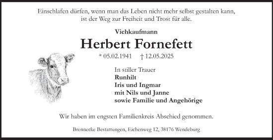 Traueranzeige von Herbert Fornefett von Peiner Nachrichten