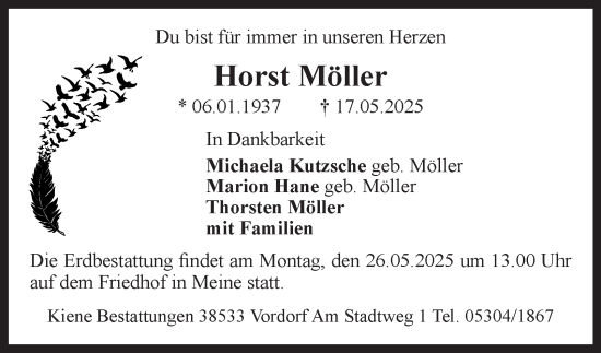 Traueranzeige von Horst Möller 