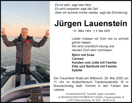 Traueranzeige von Jürgen Lauenstein 