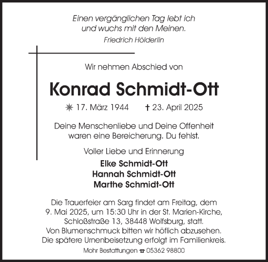 Traueranzeige von Konrad Schmidt-Ott 