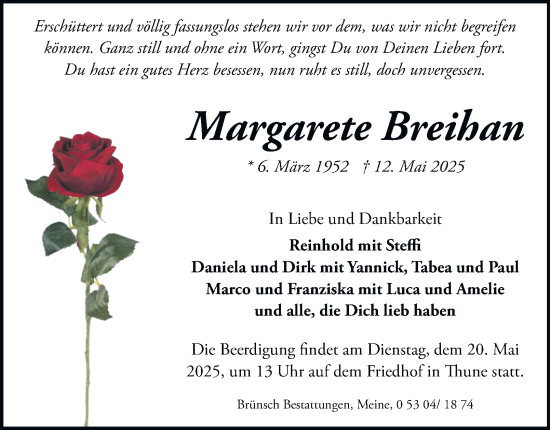 Traueranzeige von Margarete Breihan 