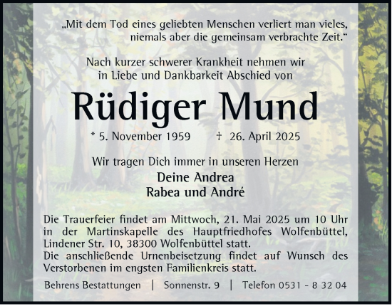 Traueranzeige von Rüdiger Mund 