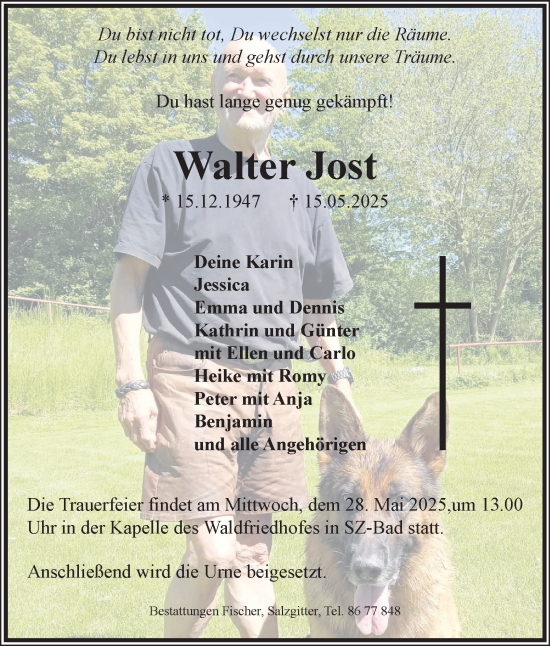 Traueranzeige von Walter Jost von Salzgitter-Zeitung