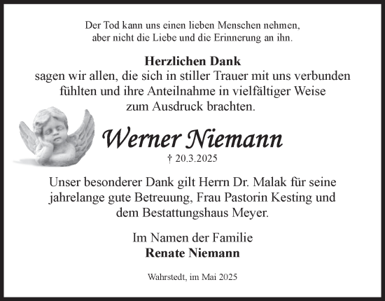 Traueranzeige von Werner Niemann von Helmstedter Nachrichten