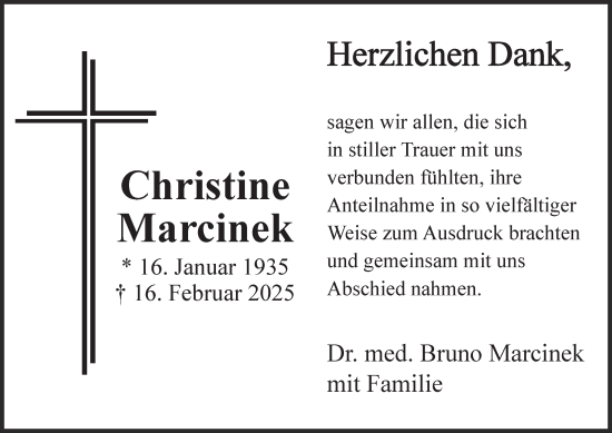 Traueranzeige von Christine Marcinek von Salzgitter-Zeitung