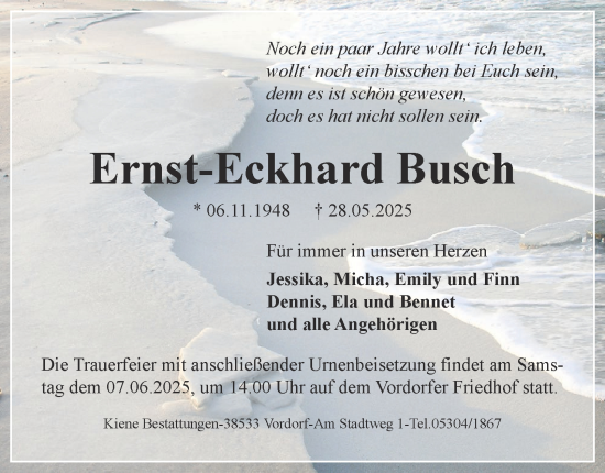 Traueranzeige von Ernst-Eckhard Busch 