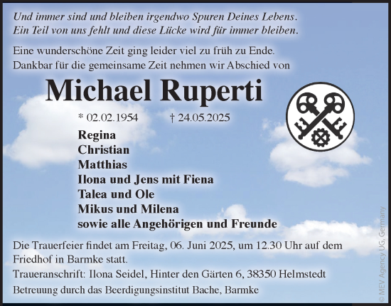Traueranzeige von Michael Ruperti 