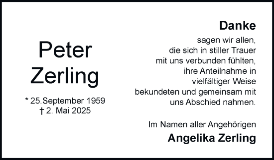 Traueranzeige von Peter Zerling 