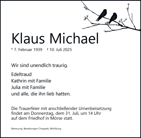 Traueranzeige von Klaus Michael 