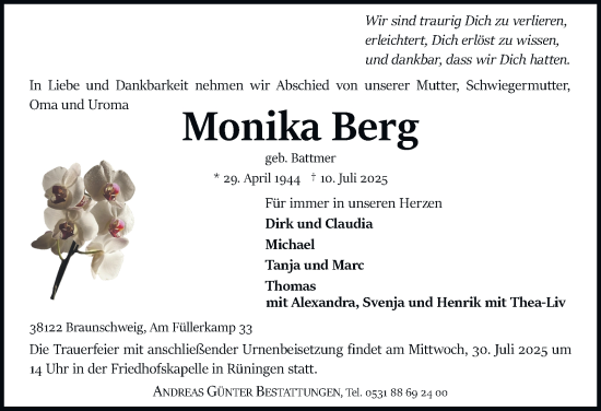 Traueranzeige von Monika Berg 
