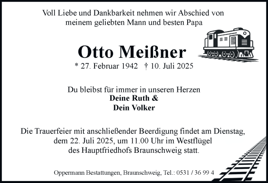 Traueranzeige von Otto Meißner 