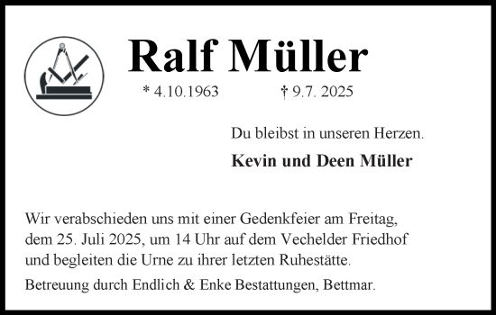 Traueranzeige von Ralf Müller 