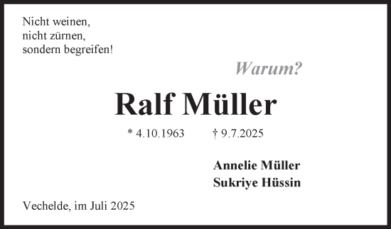 Traueranzeige von Ralf Müller 