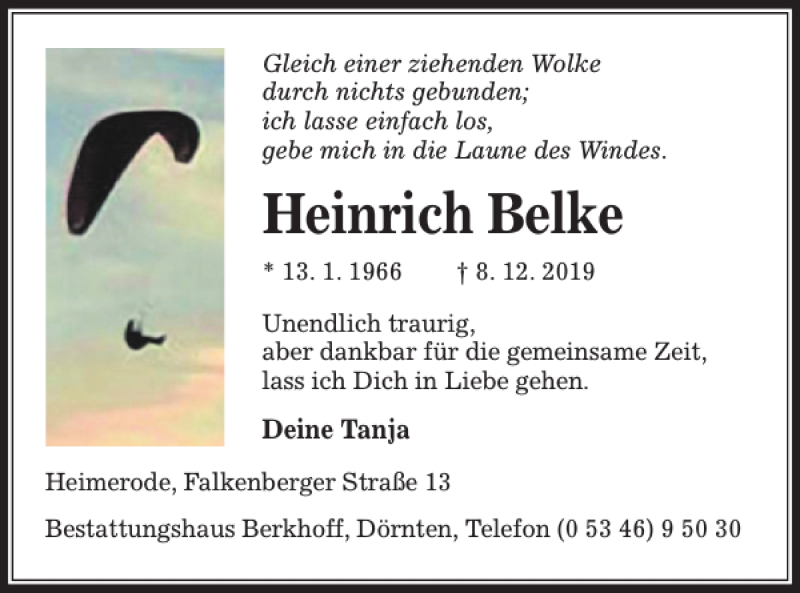  Traueranzeige für Heinrich Belke vom 13.12.2019 aus Salzgitter Zeitung