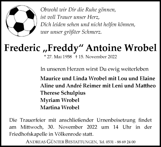 Traueranzeige von Frederic Antoine Wrobel von Braunschweiger Zeitung