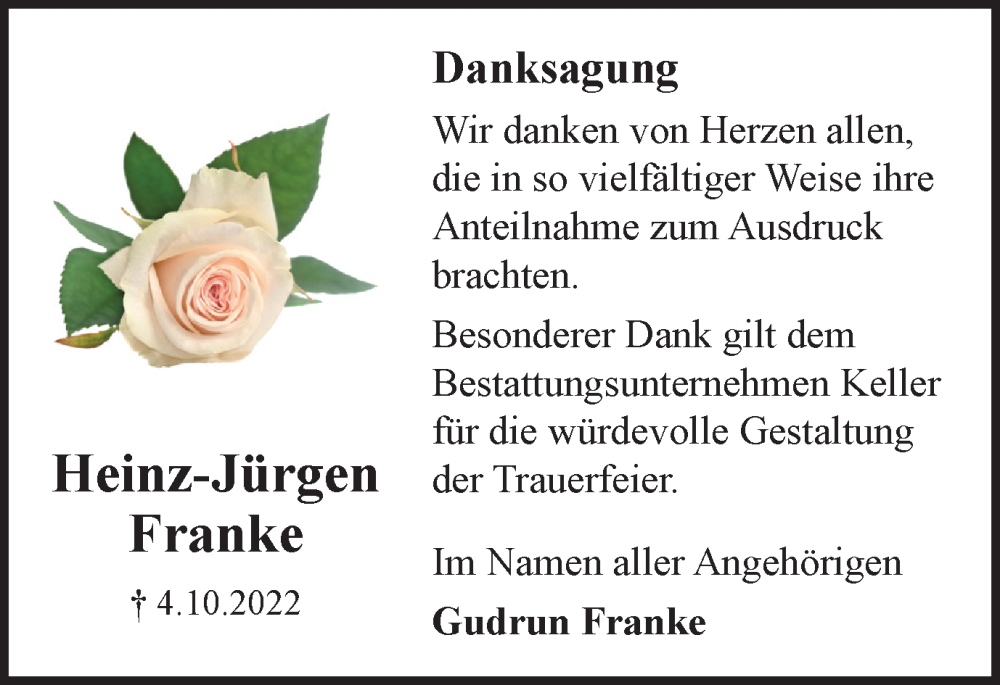  Traueranzeige für Heinz-Jürgen Franke vom 05.11.2022 aus Helmstedter Nachrichten