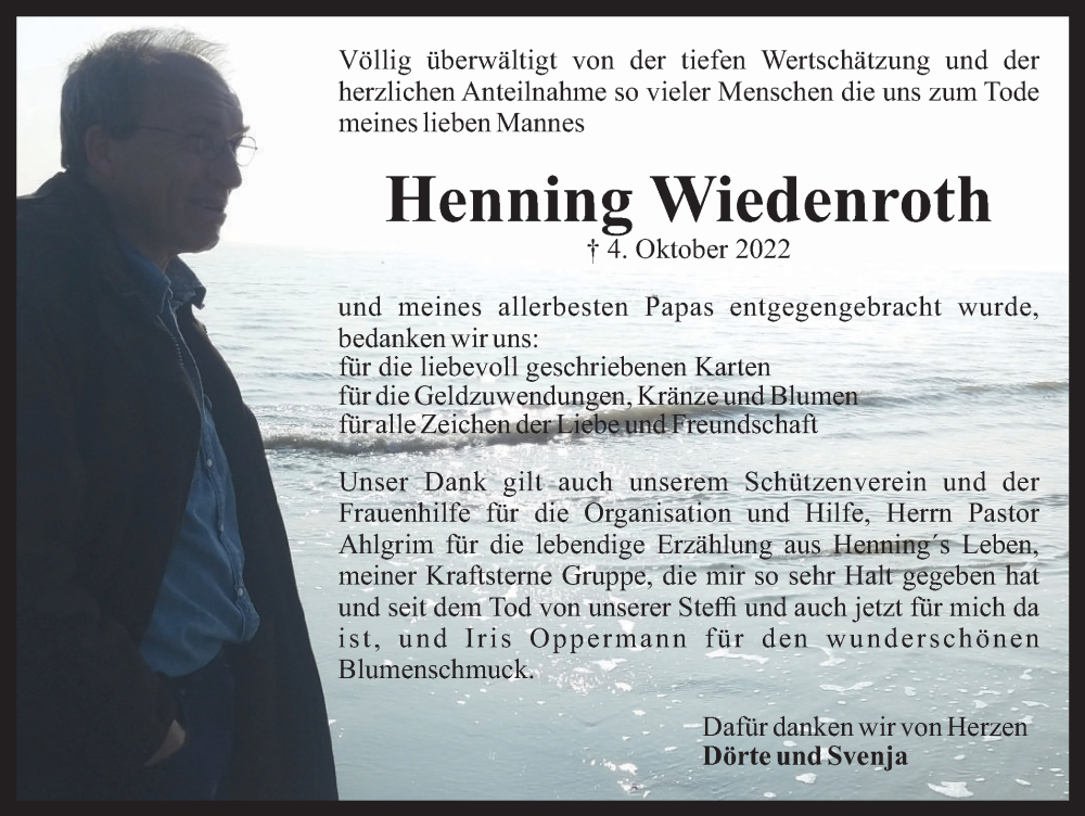  Traueranzeige für Henning Wiedenroth vom 11.11.2022 aus Braunschweiger Zeitung