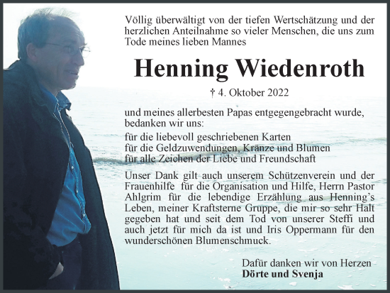 Traueranzeige von Henning Wiedenroth von Braunschweiger Zeitung