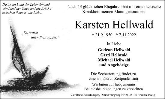 Traueranzeige von Karsten Hellwald von Braunschweiger Zeitung