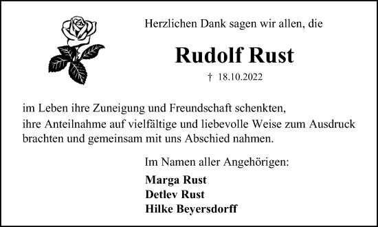 Traueranzeige von Rudolf Rust von Braunschweiger Zeitung