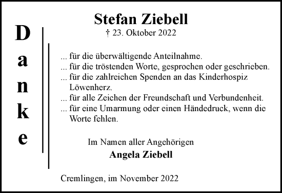 Traueranzeige von Stefan Ziebell von Braunschweiger Zeitung