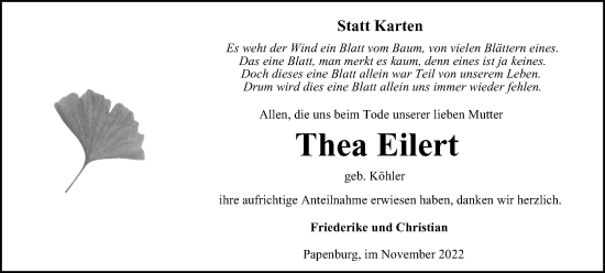 Traueranzeige von Thea Eilert von Braunschweiger Zeitung