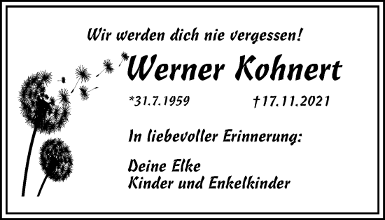 Traueranzeige von Werner Kohnert von Wolfenbütteler Zeitung