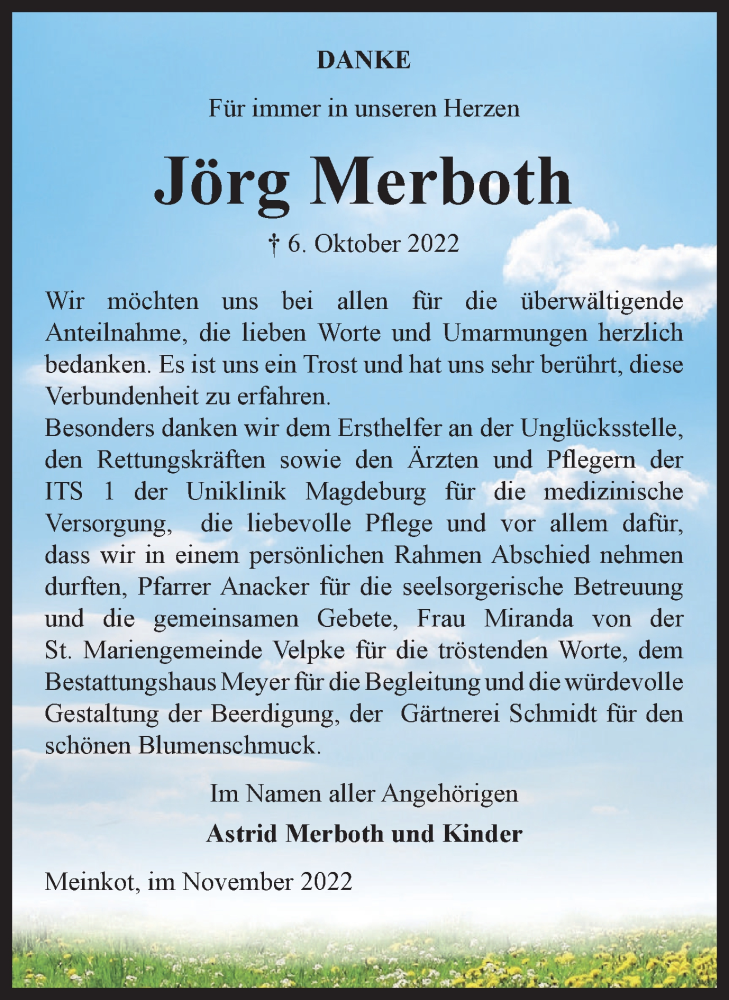  Traueranzeige für Jörg Merboth vom 03.12.2022 aus Wolfsburger Nachrichten