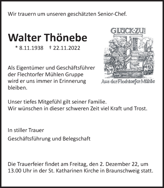 Traueranzeige von Walter Thönebe von Braunschweiger Zeitung