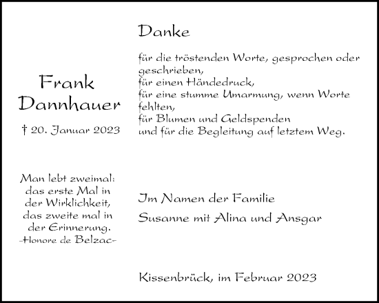 Traueranzeige von Frank Dannhauer von Braunschweiger Zeitung
