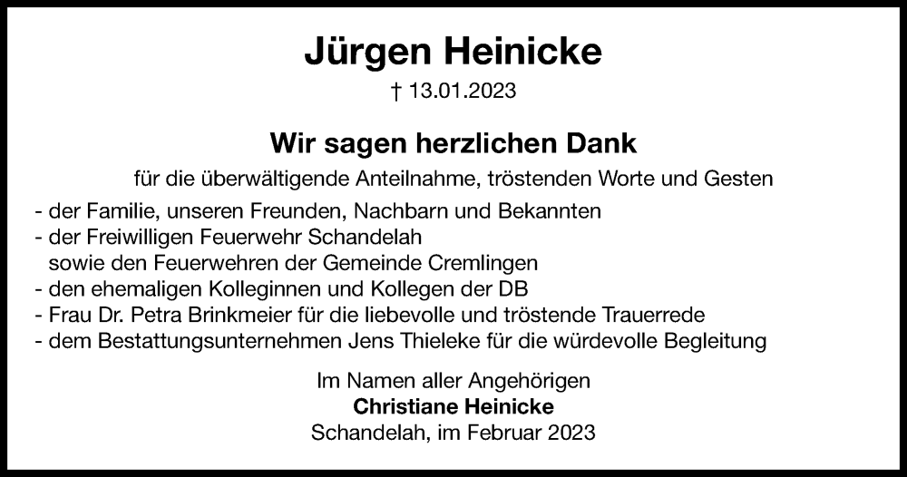  Traueranzeige für Jürgen Heinicke vom 18.02.2023 aus Braunschweiger Zeitung