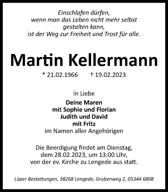 Traueranzeige von Martin Kellermann von Peiner Nachrichten