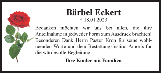 Traueranzeige von Bärbel Eckert von Braunschweiger Zeitung