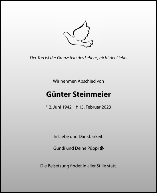 Traueranzeige von Günter Steinmeier von Braunschweiger Zeitung