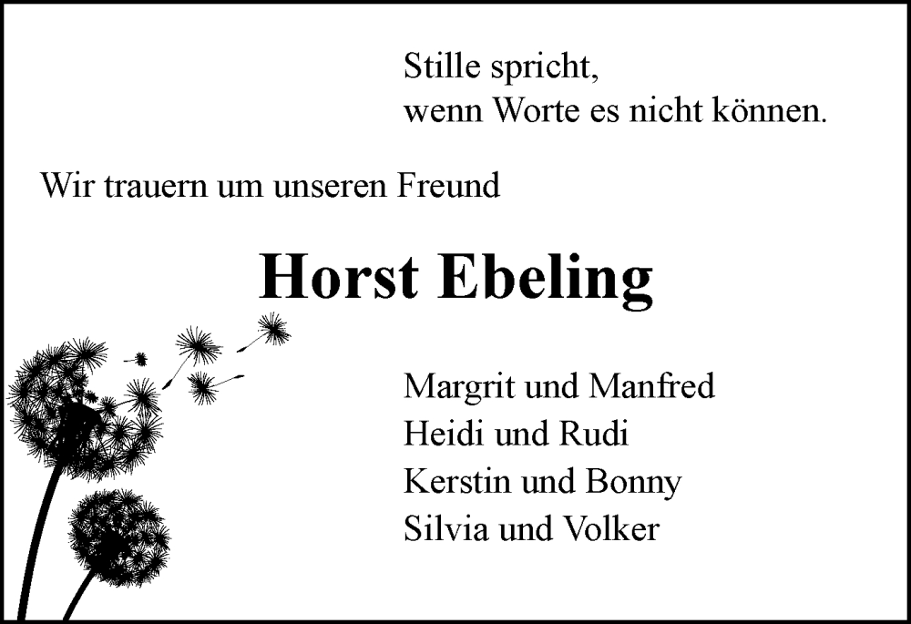 Traueranzeige für Horst Ebeling vom 04.03.2023 aus Peiner Nachrichten