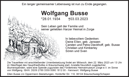 Traueranzeige von Wolfgang Busse von Braunschweiger Zeitung
