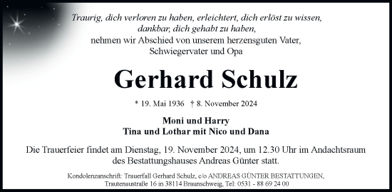 Traueranzeige von Gerhard Schulz 