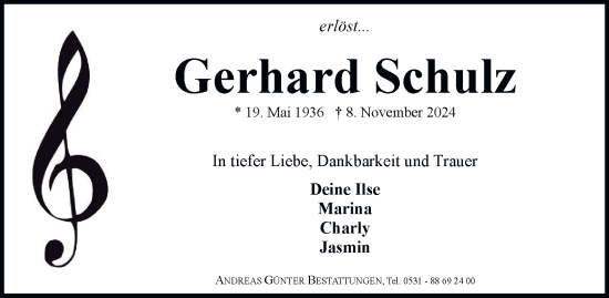 Traueranzeige von Gerhard Schulz 