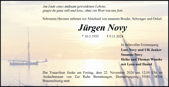 Traueranzeige von Jürgen Novy 