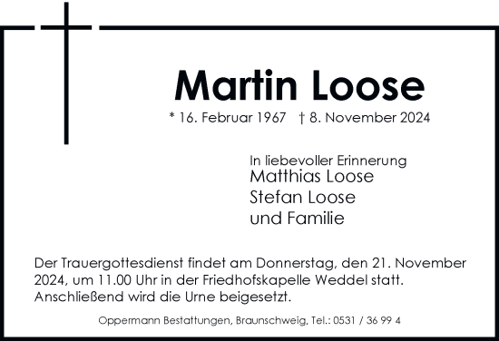 Traueranzeige von Martin Loose 